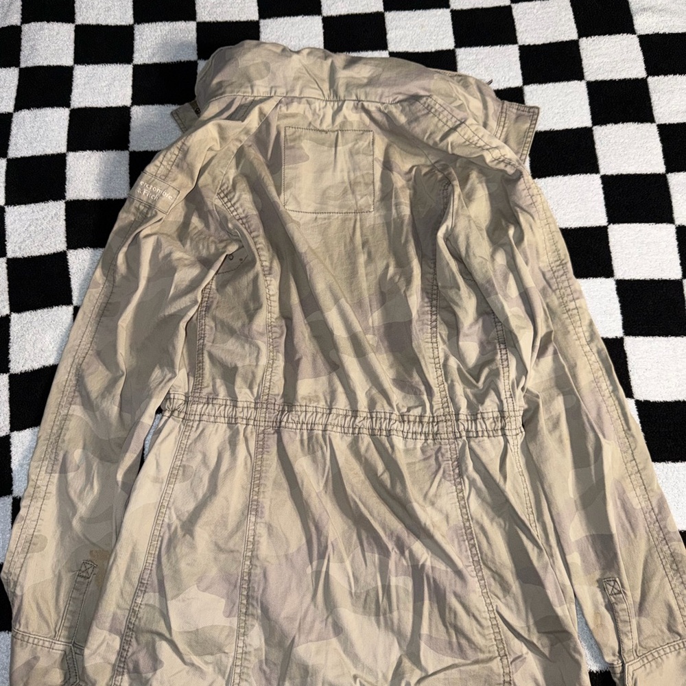Abercrombie & Fitch Women's Small Beige Camouflage Hooded Military Jacket S - Picture 5 of 5